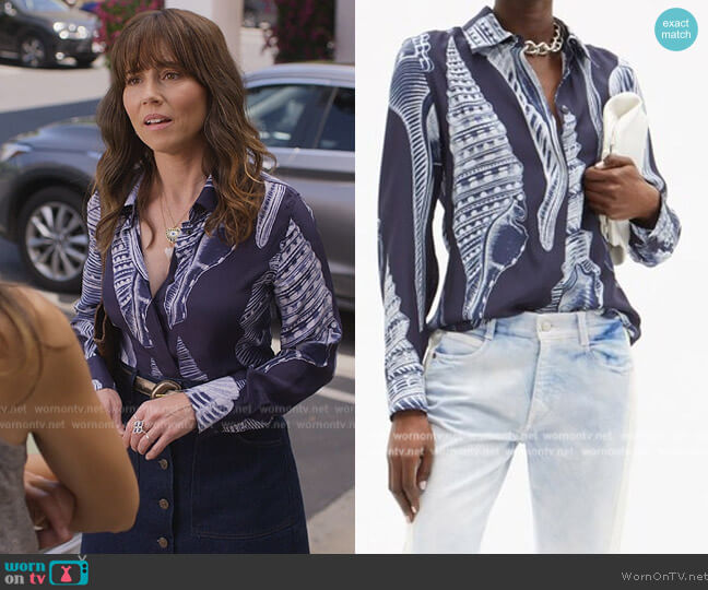 Stella McCartney Willow Shell Print Blouse worn by Judy Hale (Linda Cardellini) on Dead to Me