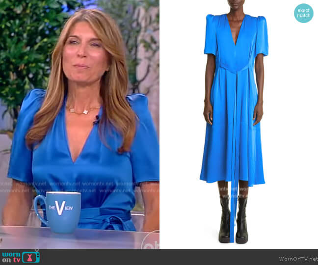 Stella McCartney Satin belted midi dress worn by Nicole Wallace on The View