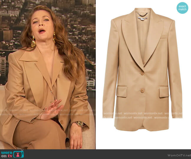 Stella Mccartney Wool flannel blazer worn by Drew Barrymore on The Drew Barrymore Show