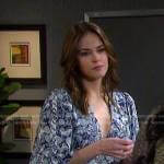 Stephanie’s blue floral mini dress on Days of our Lives