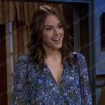 Stephanie’s blue floral mini dress on Days of our Lives