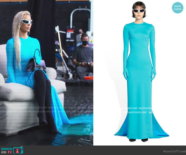 Balenciaga Swimsuit Gown in Blue Sky worn by Kim Kardashian (Kim Kardashian) on The Kardashians