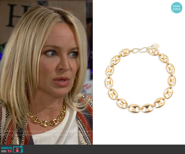 Sylvia Toledano Composition Abstraite Neo 22K Goldplated Collar Necklace worn by Sharon Newman (Sharon Case) on The Young and the Restless