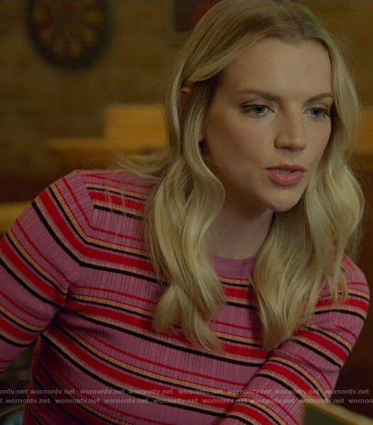 Sylvie's pink striped top on Chicago Fire