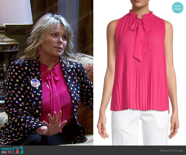 T Tahari Pleated Tie-Neck Top worn by Bonnie Lockhart (Judi Evans) on Days of our Lives