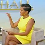 Tamron’s yellow sleeveless mini dress on Tamron Hall Show