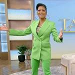 Tamron’s green double breasted blazer on Tamron Hall Show