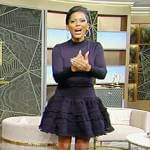Tamron’s embroidered flare dress on Tamron Hall Show
