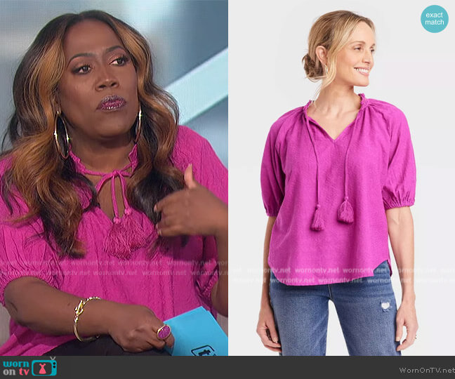 Knox Rose at Target Puff Elbow Sleeve Top worn by Sheryl Underwood on The Talk