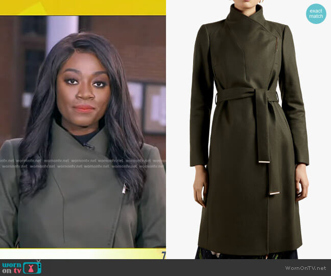 Ted Baker Rose Wool & Cashmere Blend Wrap Coat worn by Faith Abubey on Good Morning America