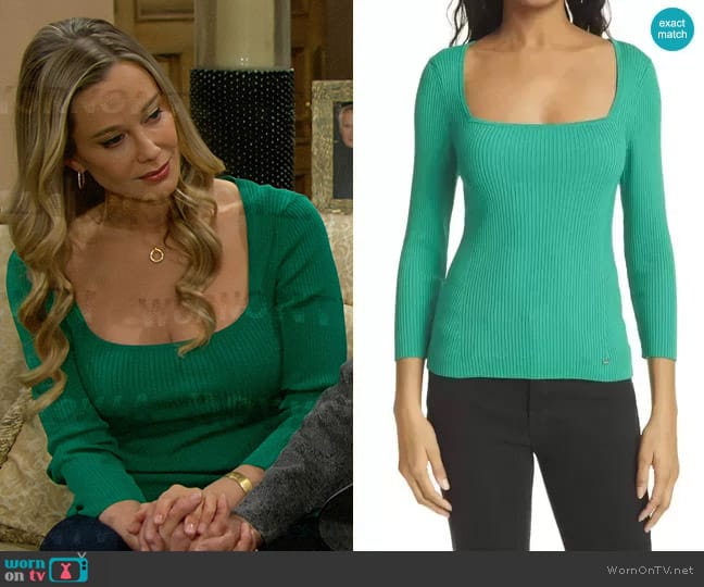 Ted Baker Square Neck Ribbed Top worn by Donna Logan (Jennifer Gareis) on The Bold and the Beautiful