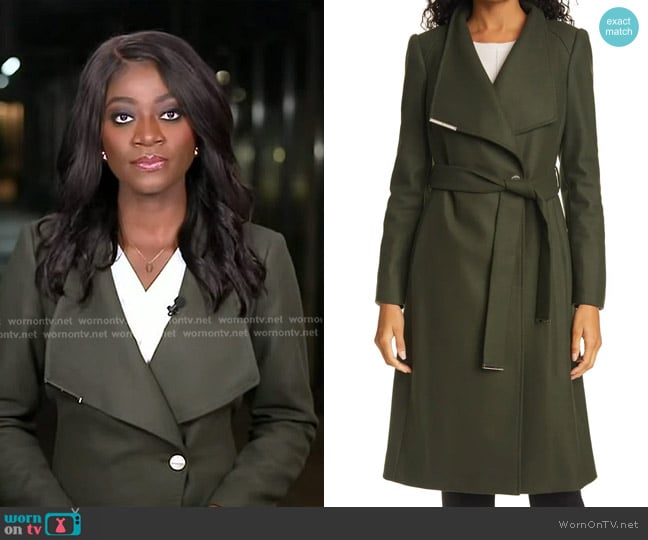 Ted Baker Rose Wool & Cashmere Blend Wrap Coat worn by Faith Abubey on Good Morning America