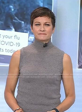 Stephanie’s grey sleeveless turletneck sweater on Today