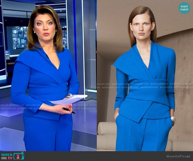 The Fold Adelaide Top in Cerulean Blue worn by Norah O'Donnell on CBS Evening News