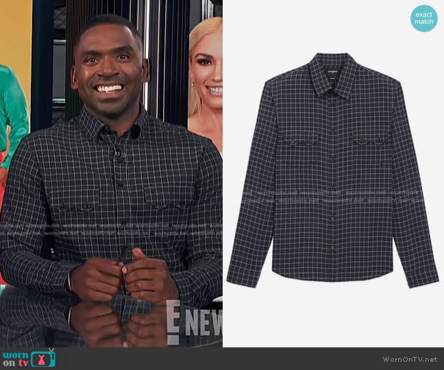 The Kooples Check Shirt with Classic Collar worn by Justin Sylvester on E! News