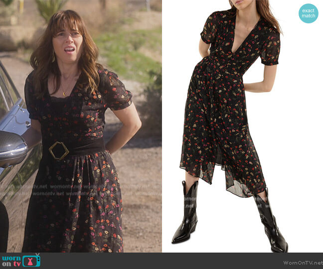 The Kooples Floral Print Button Front Midi Dress worn by Judy Hale (Linda Cardellini) on Dead to Me