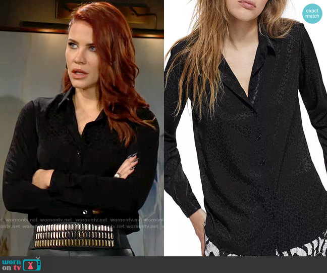 The Kooples Jacquard Leopard Top worn by Sally Spectra (Courtney Hope) on The Young and the Restless