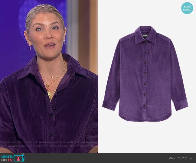 The Kooples Purple Shirt in Corduroy worn by Amanda Kloots on The Talk