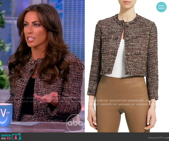 Theory Cropped Tweed Jacket worn by Alyssa Farah Griffin on The View
