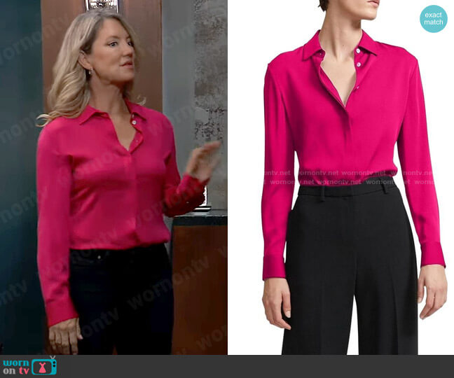 Theory Silk Shirt worn by Nina Reeves (Cynthia Watros) on General Hospital