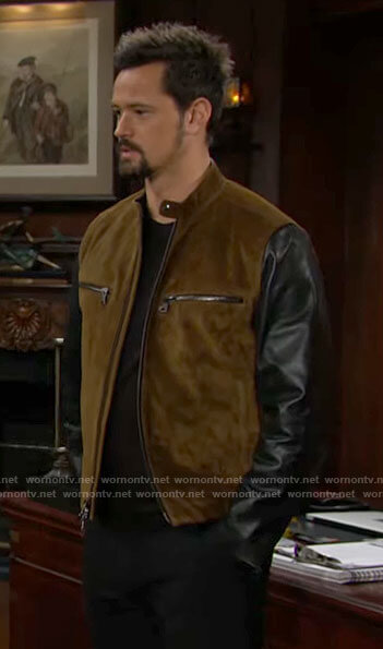 Thomas's suede jacket with black leather sleeves on The Bold and the Beautiful