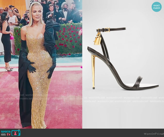 Tom Ford 105mm Lock Stiletto Sandals worn by Khloe Kardashian (Khloe Kardashian) on The Kardashians