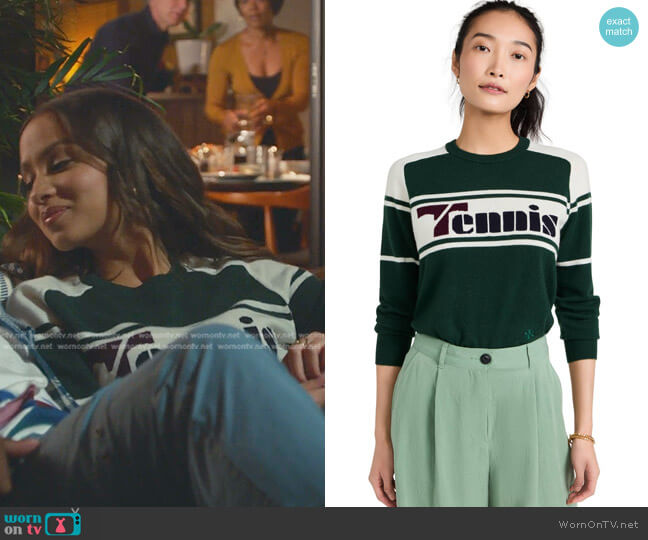 Tory Sport Cashmere Tennis Crewneck Sweater worn by May Grant (Corinne Massiah) on 9-1-1