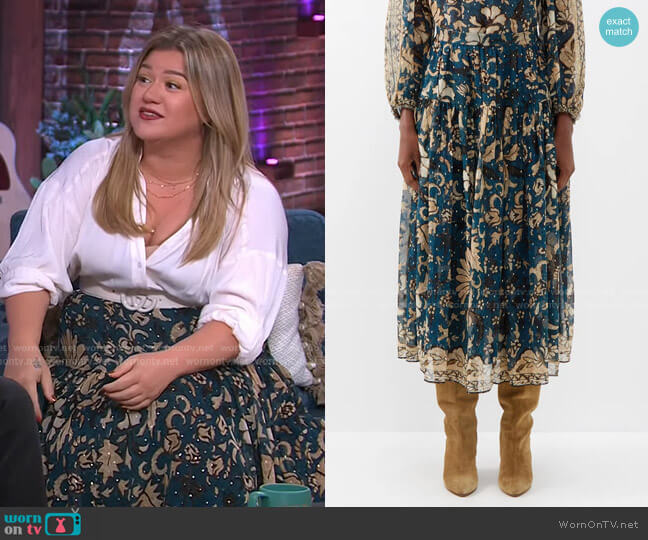 WornOnTV: Kelly’s teal green floral skirt on The Kelly Clarkson Show ...