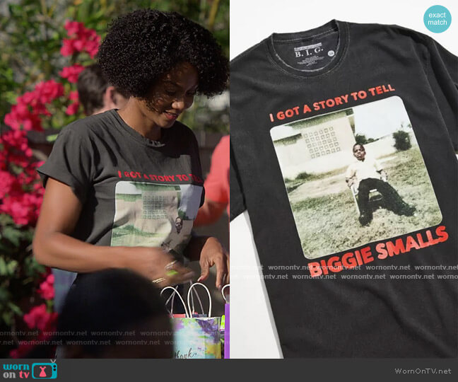 Urban Outfitters Notorious B.I.G. I Got A Story To Tell Tee worn by Jax Stewart (Emayatzy Corinealdi) on Reasonable Doubt