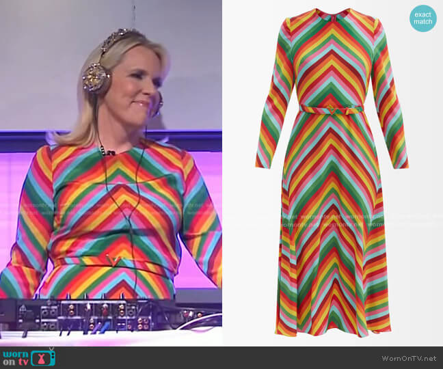 Valentino Chevron-Stripe Crepe de Chine Midi Dress worn by DJ Mad Marj on Today