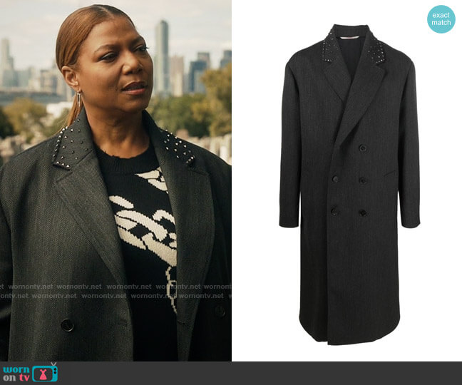 Valentino Rockstud Embellished Double Breasted Coat worn by Robyn McCall (Queen Latifah) on The Equalizer