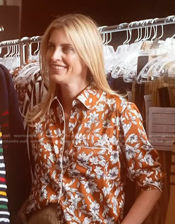 Valerie Macaulay’s brown floral satin shirt on Today