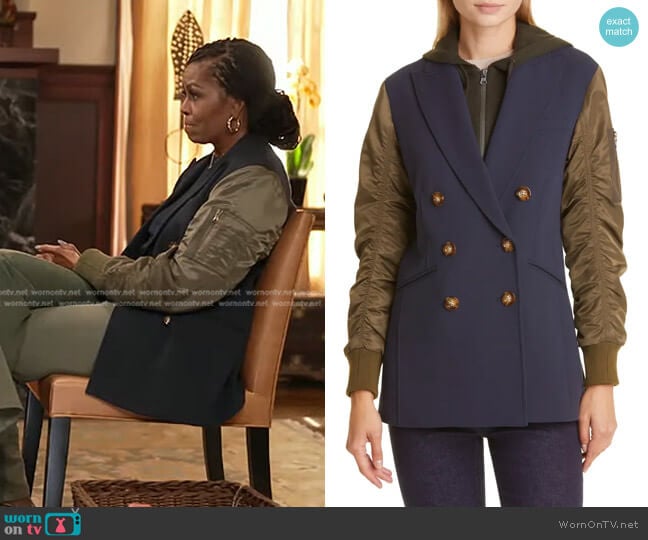 Veronica Beard Clausen Mix Media Dickey Jacket worn by Michelle Obama on Good Morning America