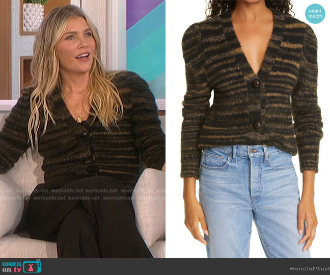 Veronica Beard Embry Puff Sleeve Cardigan worn by Amanda Kloots on The Talk