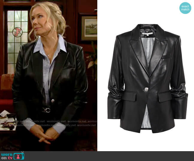 Veronica Beard Hollis Leather Blazer worn by Brooke Logan (Katherine Kelly Lang) on The Bold and the Beautiful