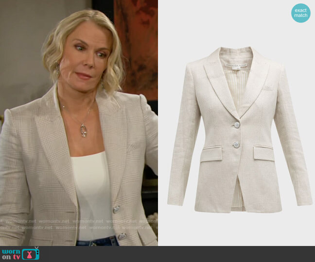 Veronica Beard Mathi Jacket in Oatmeal worn by Brooke Logan (Katherine Kelly Lang) on The Bold and the Beautiful