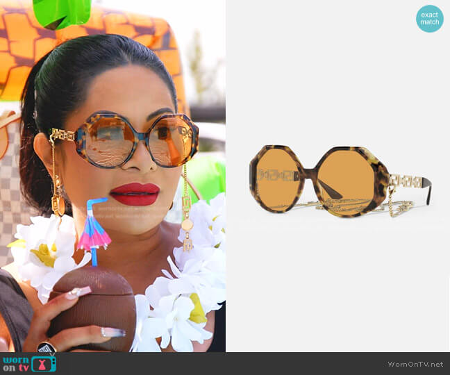 Versace Greca Chain Sunglasses worn by Jen Shah on The Real Housewives of Salt Lake City