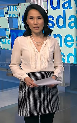 Vicky’s black houndstooth mini skirt on NBC News Daily