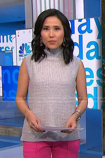 Vicky's grey sleeveless sweater on NBC News Daily