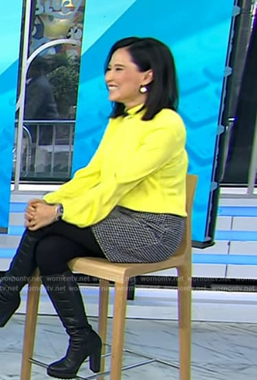 WornOnTV: Vicky’s yellow top and houndstooth skirt on Today | Vicky ...