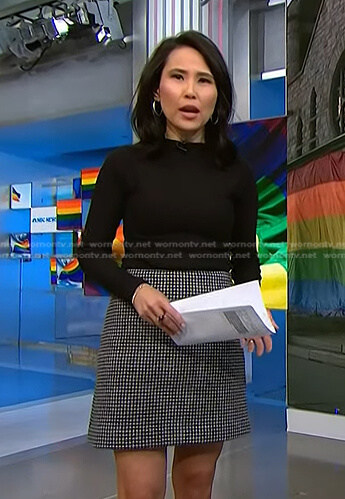 Vicky's black houndstooth mini skirt on NBC News Daily