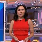 Vicky’s red ribbed scalloped dress on NBC News Daily