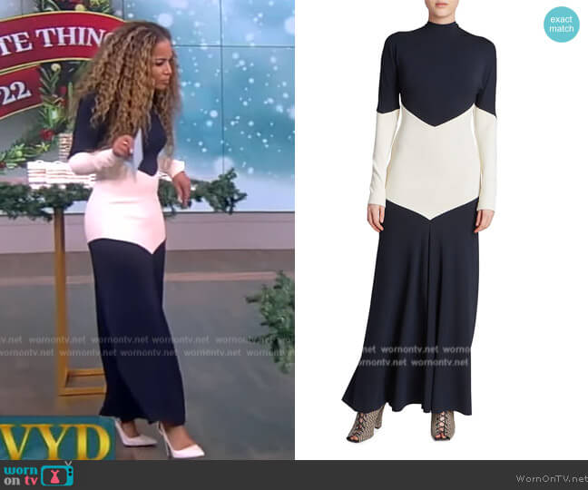 Victoria Beckham Chevron Stretch-Knit Tracksuit Dress worn by Sunny Hostin on The View