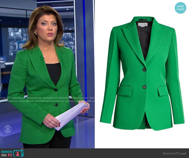 Victoria Beckham Single-Breasted Blazer worn by Norah O'Donnell on CBS Evening News