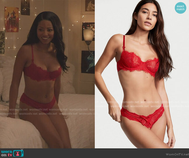 Dream Angels Red Lace Bra by Victoria's Secret worn by Thea (Camille Hyde) on All American Homecoming