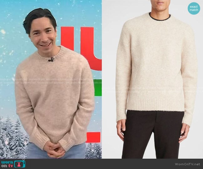 Vince Brushed Crew Sweater in Sand Dune worn by Justin Long on Today