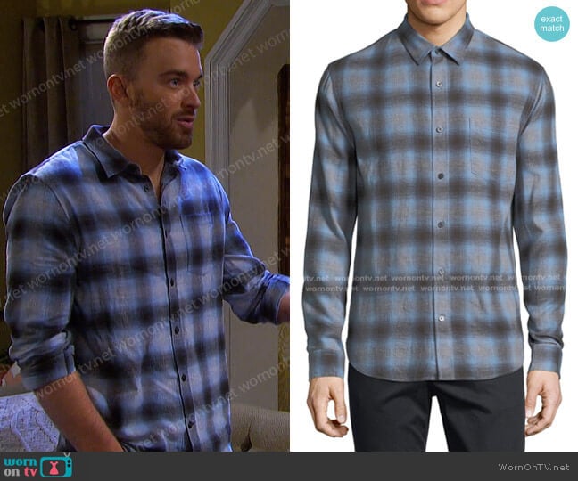 Vince Shadow Plaid Long-Sleeve Shirt worn by Will Horton (Chandler Massey) on Days of our Lives