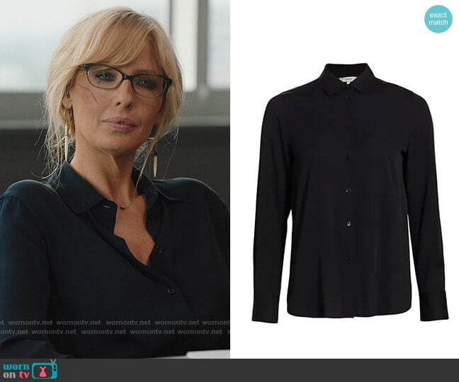 Beth’s black button down blouse on Yellowstone