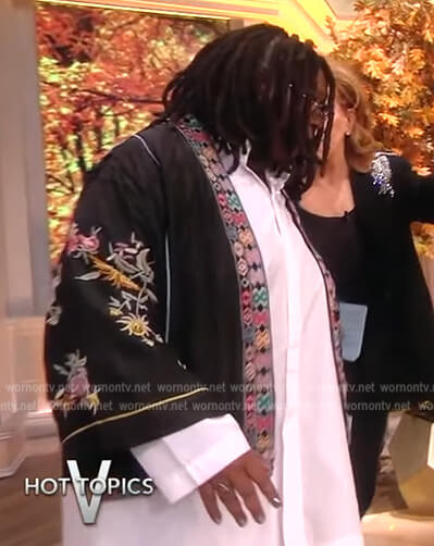 Whoopi’s black embroidered kimono on The View