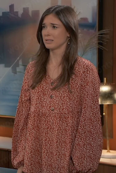 Willow’s red floral maternity blouse on General Hospital